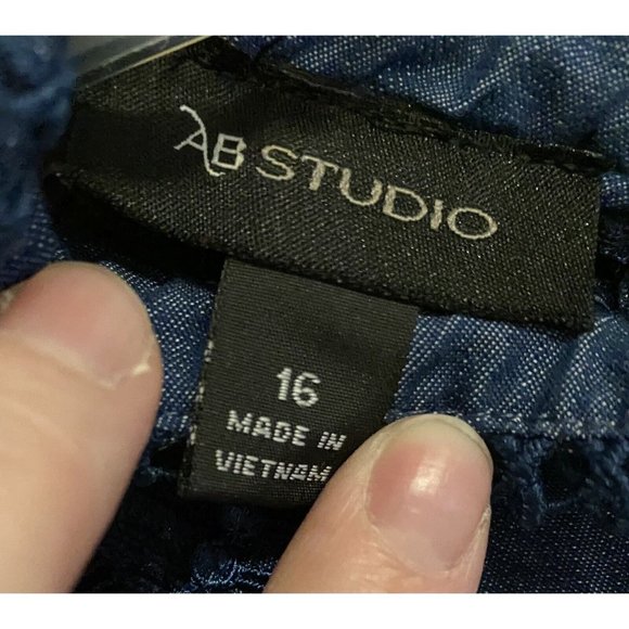 AB Studio Women’s Size 16 Dress Denim And Blue Lace - Picture 4 of 6